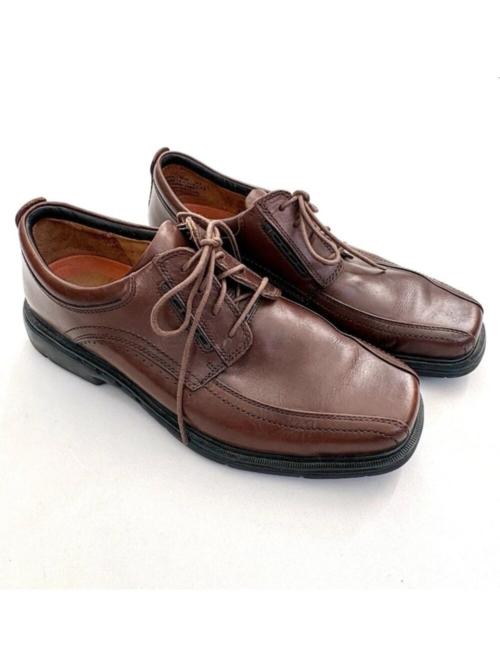 Clarks Mens 10W Brown Un Kendric Way Bike Toe Oxfords Unstructured Leather Shoes
